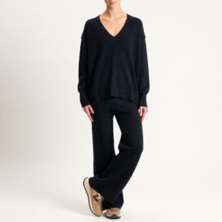 Haveone- Completo in maglia scollo v - nero